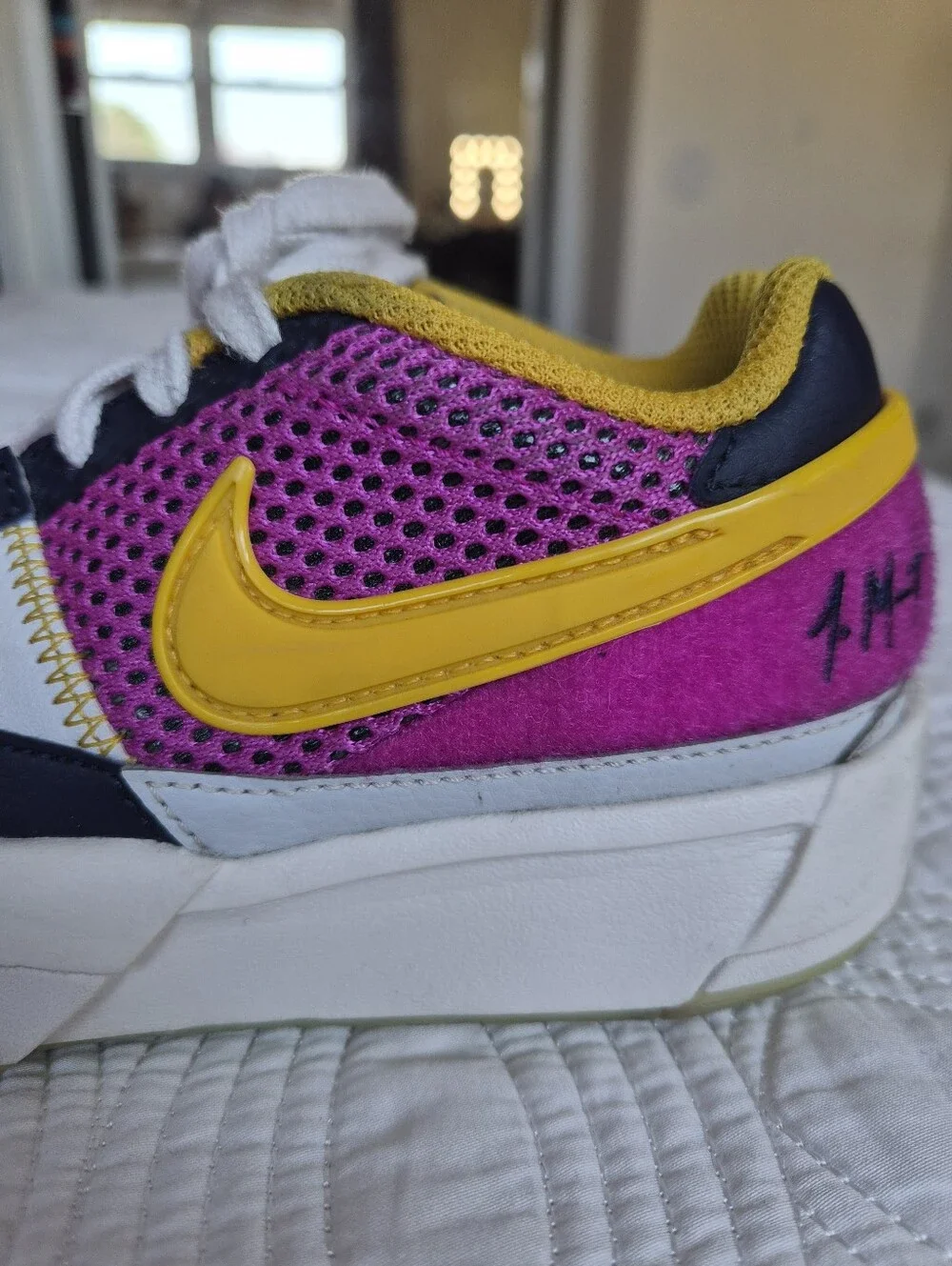 VGUC Nike Ja 1 SE Camp Ja Basketball Shoes size 1 University Gold Hyper Violet